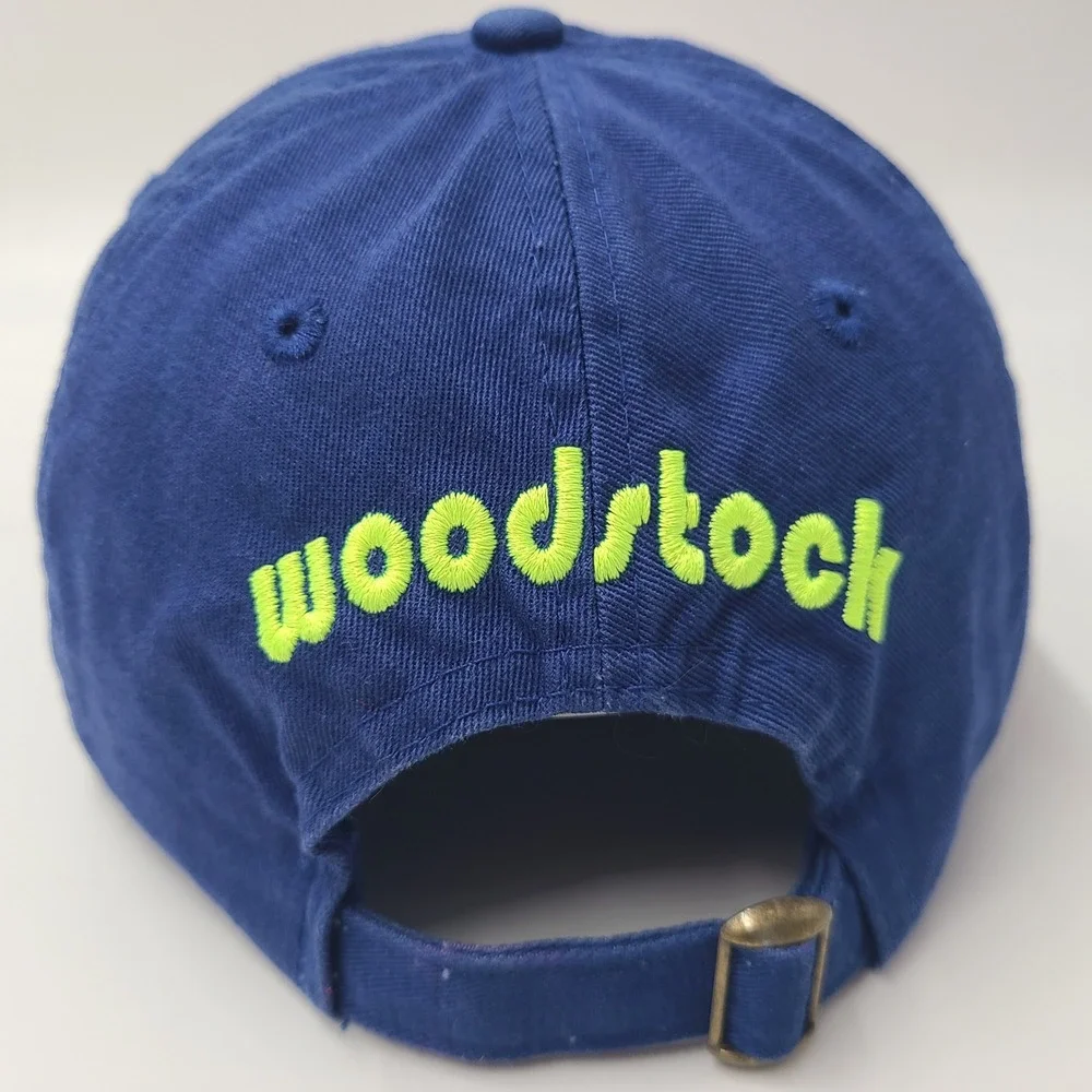 Woodstock Hat Strapback (Fits Small) Blue Yellow Music Festival Bird Guitar Logo